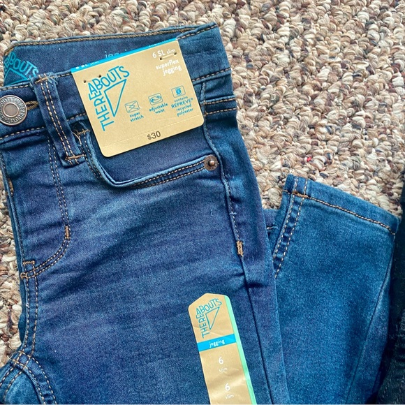 Cat & Jack Girls 6 Slim Skinny Jeans Blue and BlackTwo pairs - Picture 2 of 9